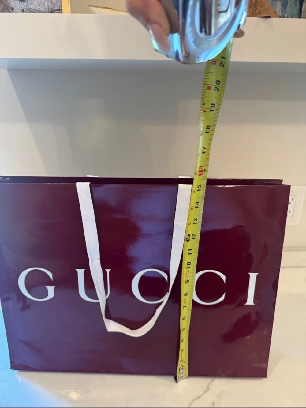 Gucci Glossy Wine Red Logo shopping Bag 19x15x2